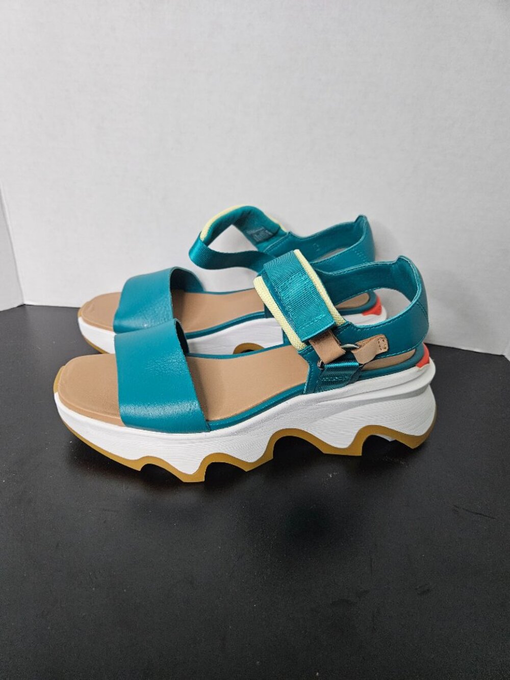 Sorel Kinetic Impact Y-Strap High Sandals Women's 8 Teal Platform Sport - Picture 4 of 6